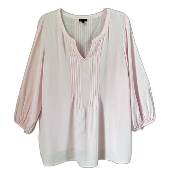 Talbots Pintuck Three Quarter Sleeve Pink Lightweight Tunic Blouse Size XL - Picture 1 of 12